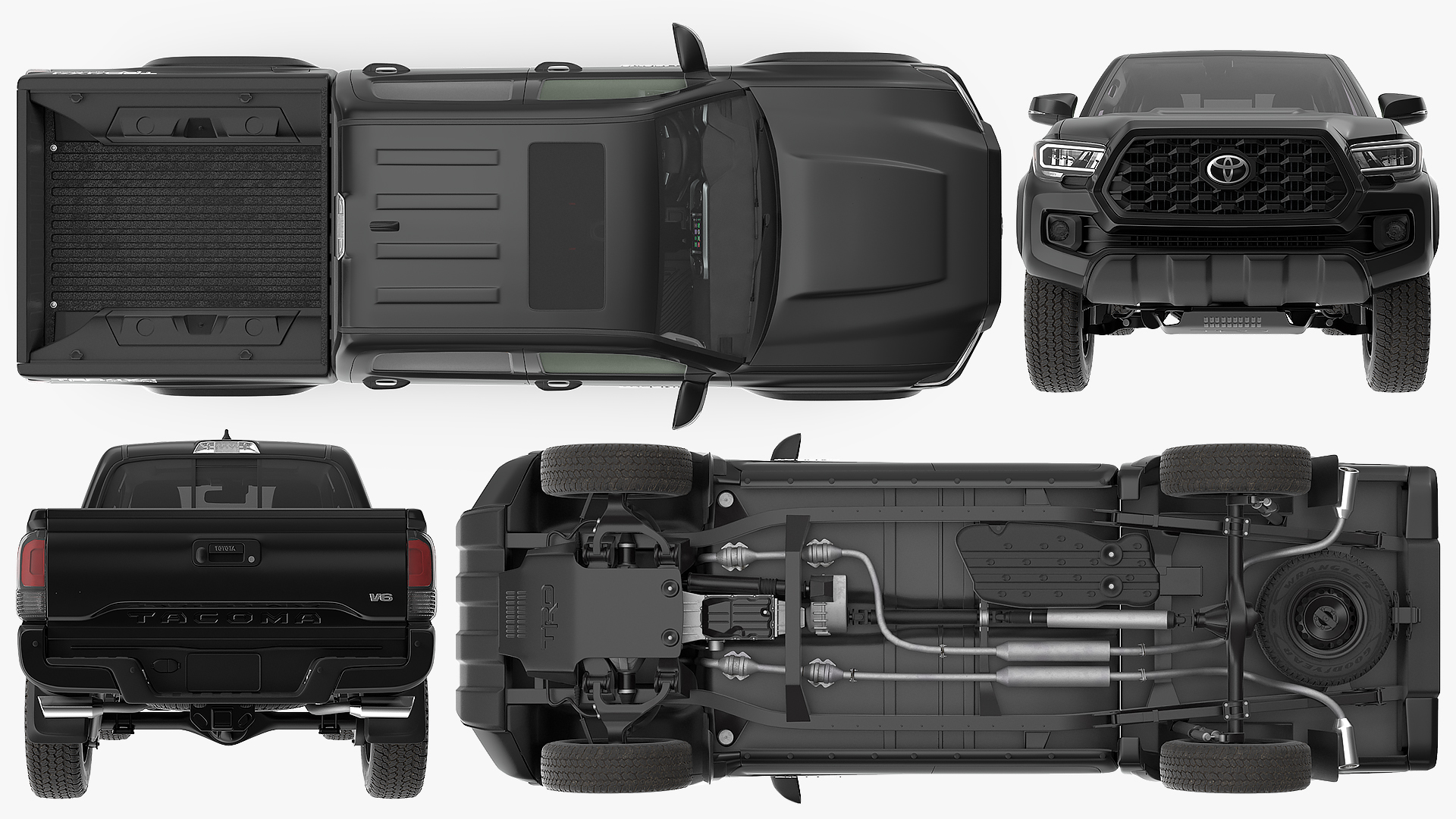 Toyota Tacoma TRD Off Road Black 2021 Rigged 3D model