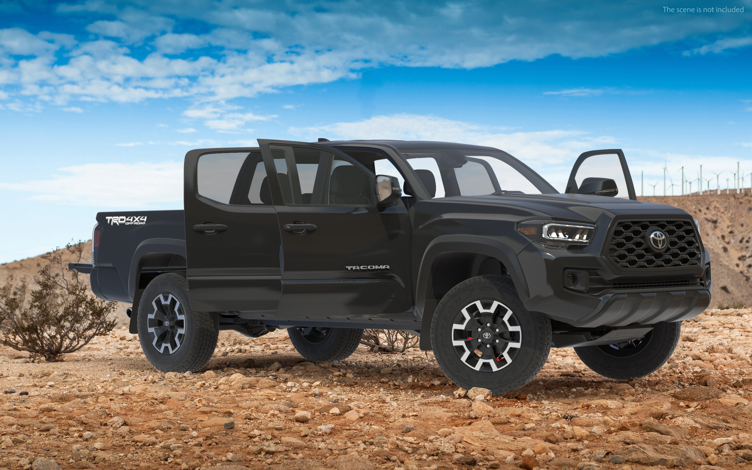 Toyota Tacoma TRD Off Road Black 2021 Rigged 3D model