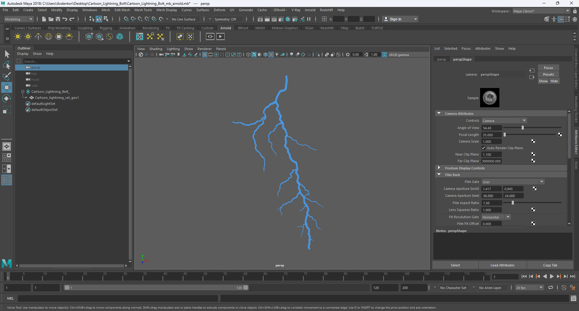 Cartoon Lightning Bolt 3D