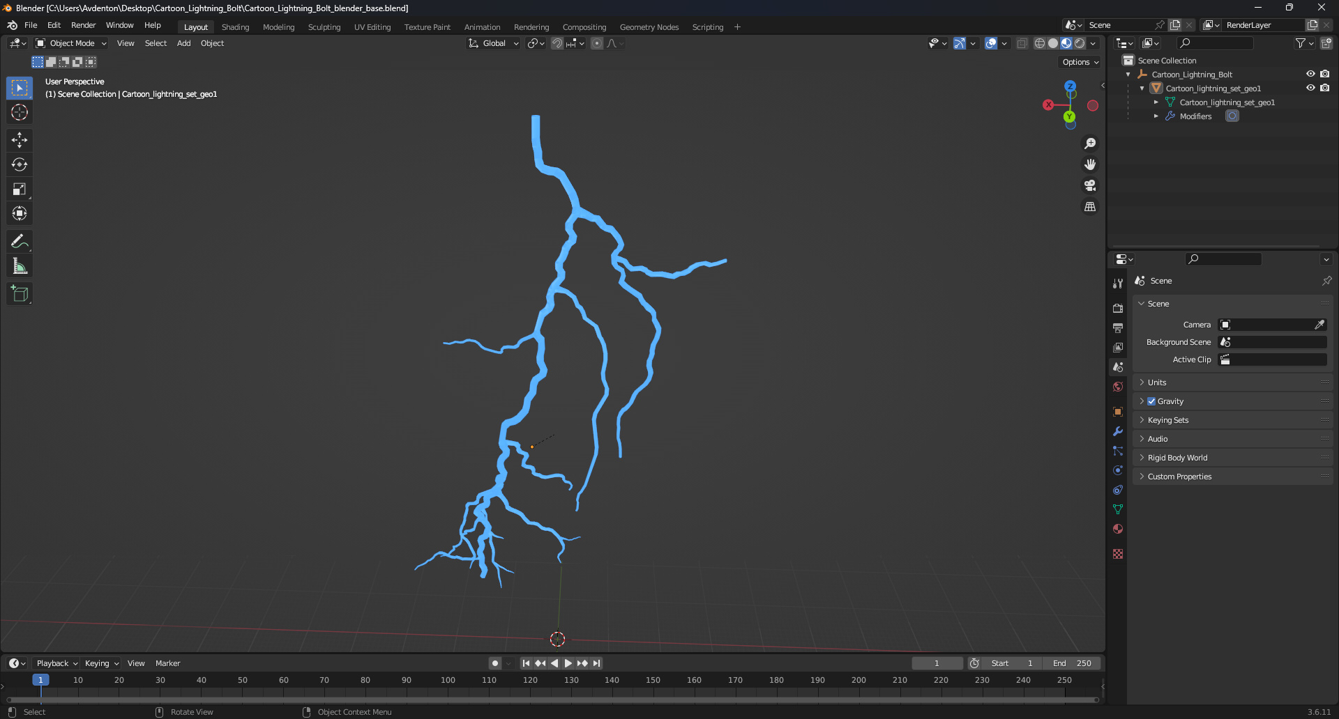 Cartoon Lightning Bolt 3D