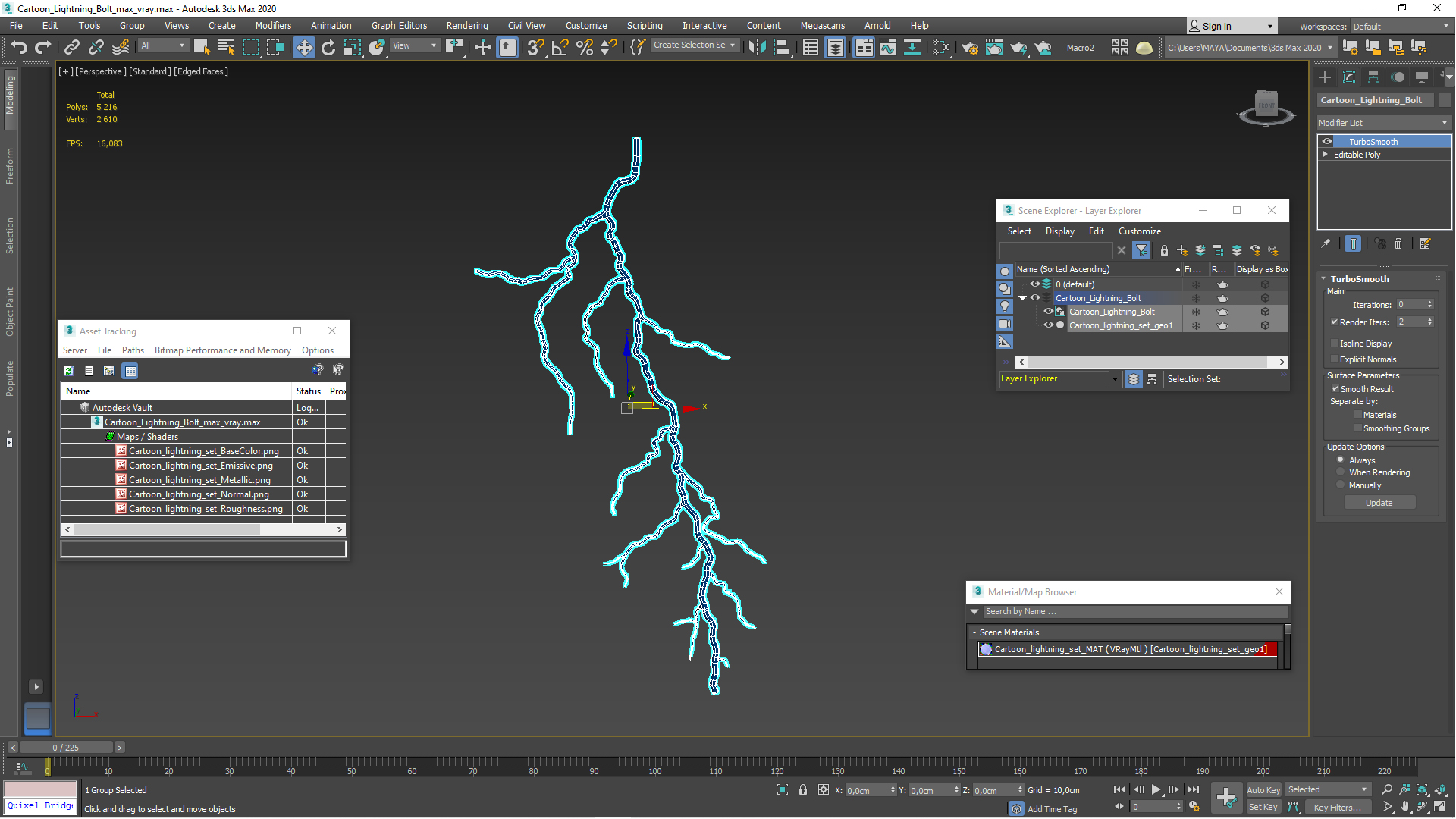 Cartoon Lightning Bolt 3D