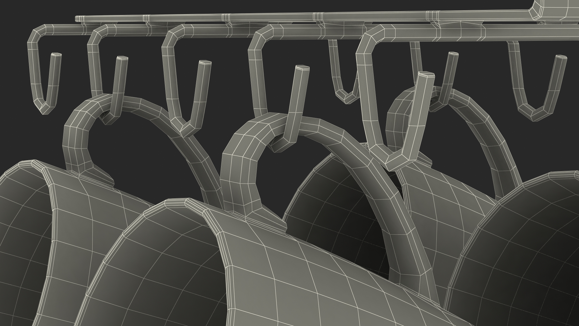Under Shelf Mug Holder with Mugs 3D