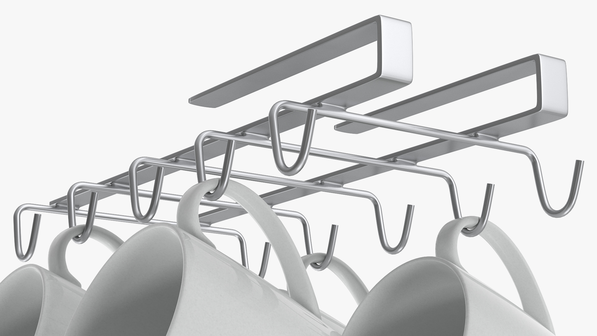 Under Shelf Mug Holder with Mugs 3D