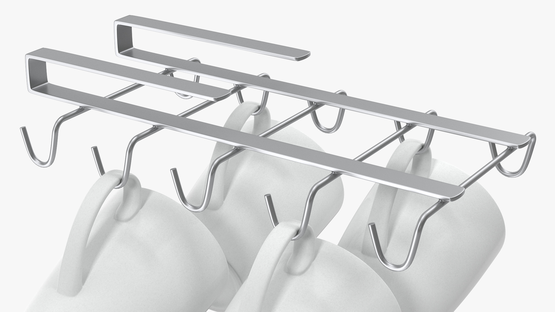Under Shelf Mug Holder with Mugs 3D