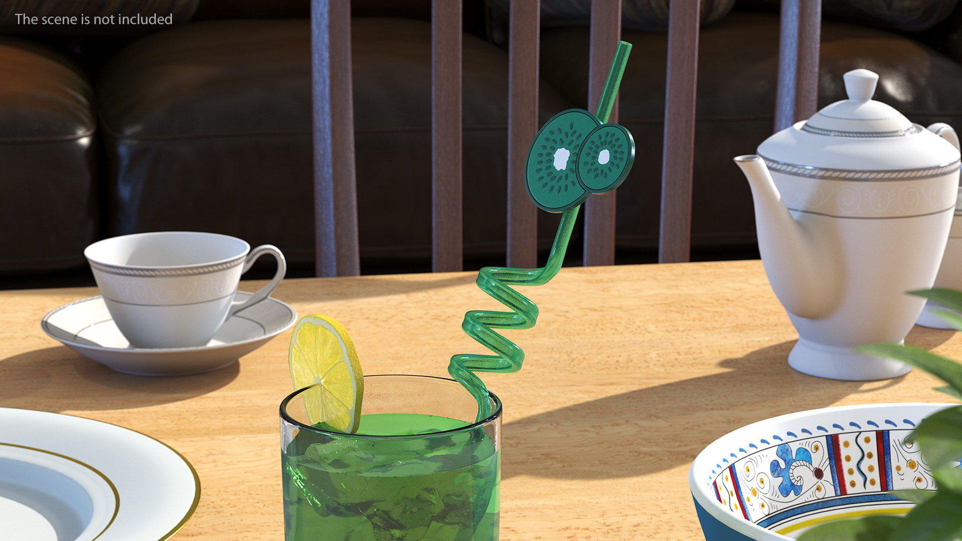 Plastic Straws with Citrus Fruit Tags 3D