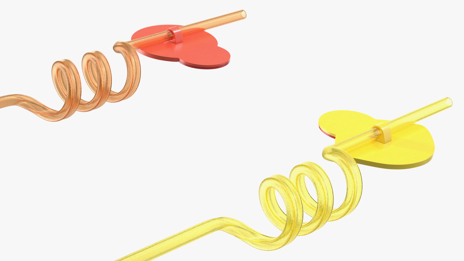 Plastic Straws with Citrus Fruit Tags 3D
