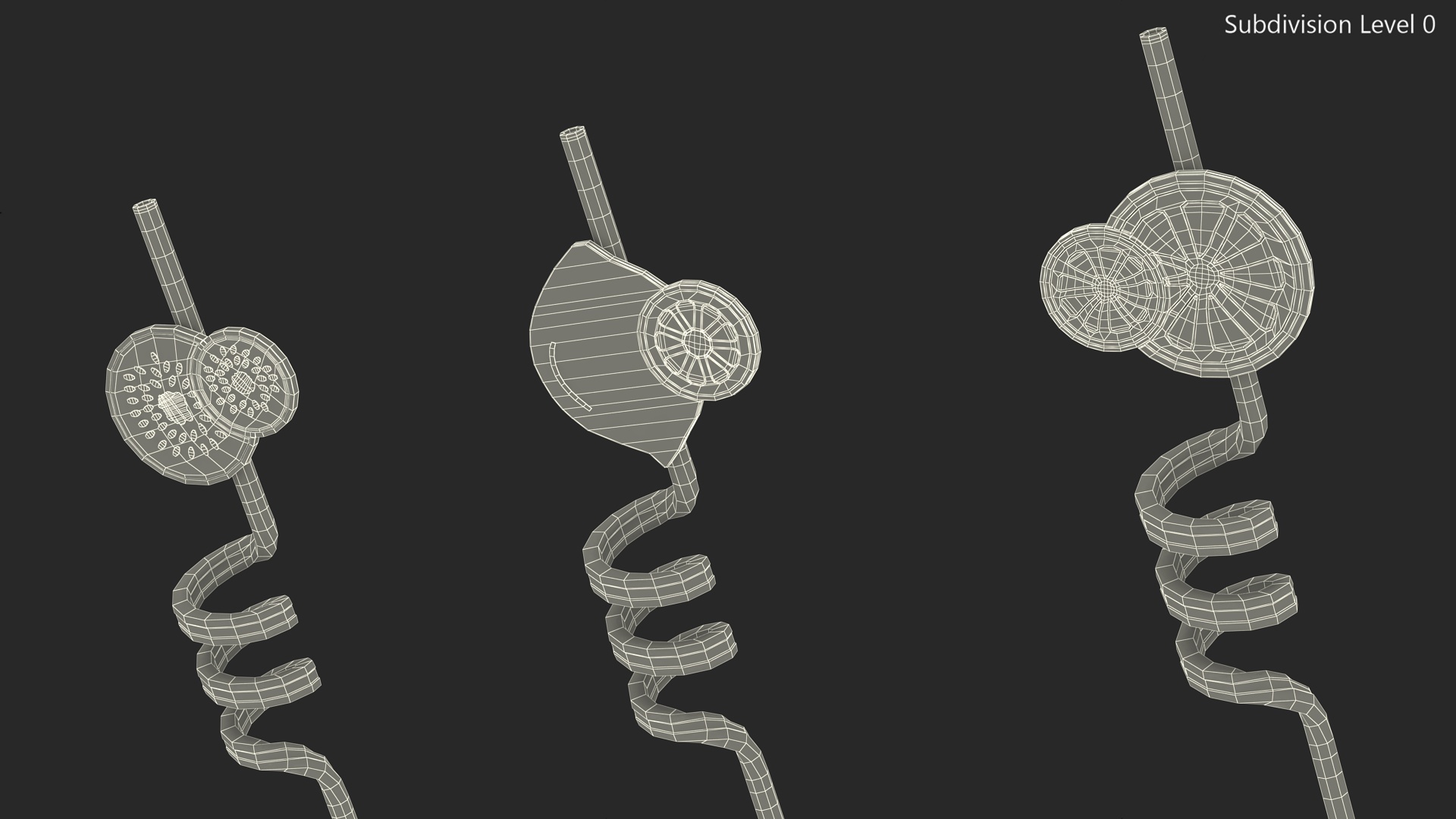 Plastic Straws with Citrus Fruit Tags 3D