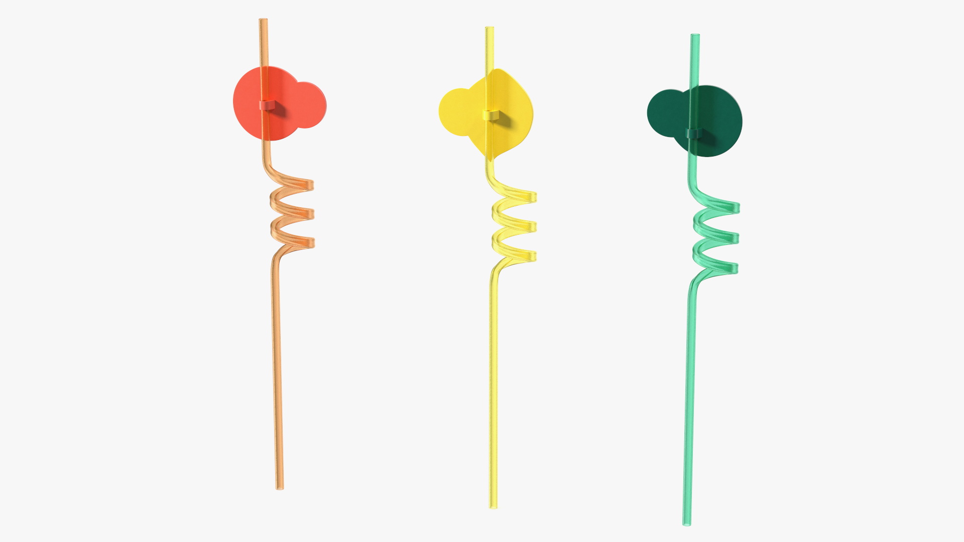 Plastic Straws with Citrus Fruit Tags 3D