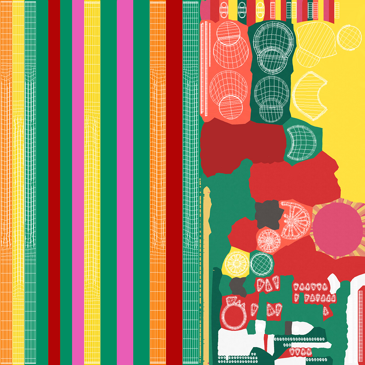 Plastic Straws with Citrus Fruit Tags 3D