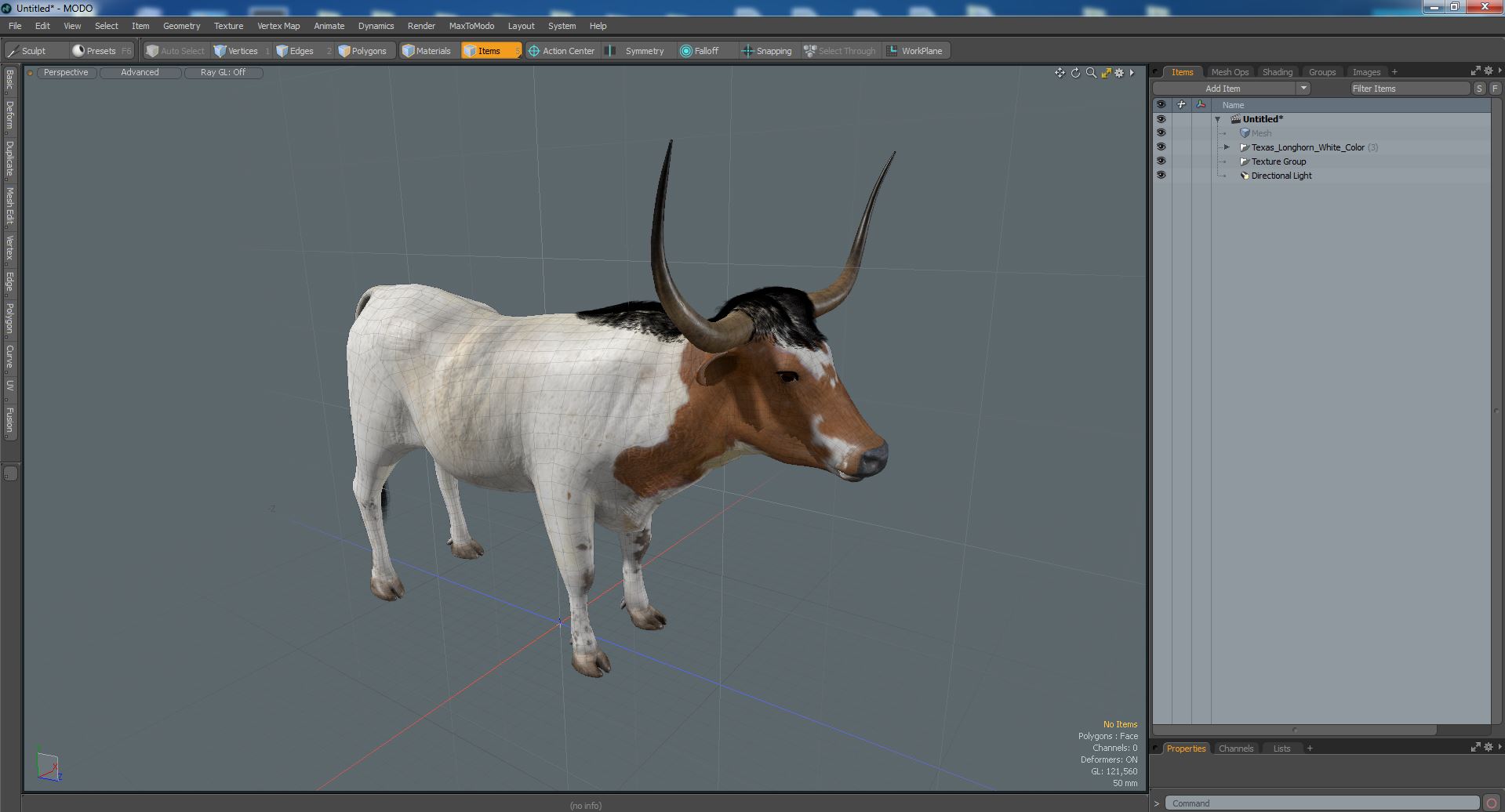 3D Texas Longhorn White Color