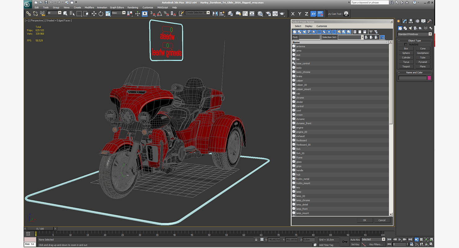 Harley Davidson Tri Glide 2016 Rigged 3D