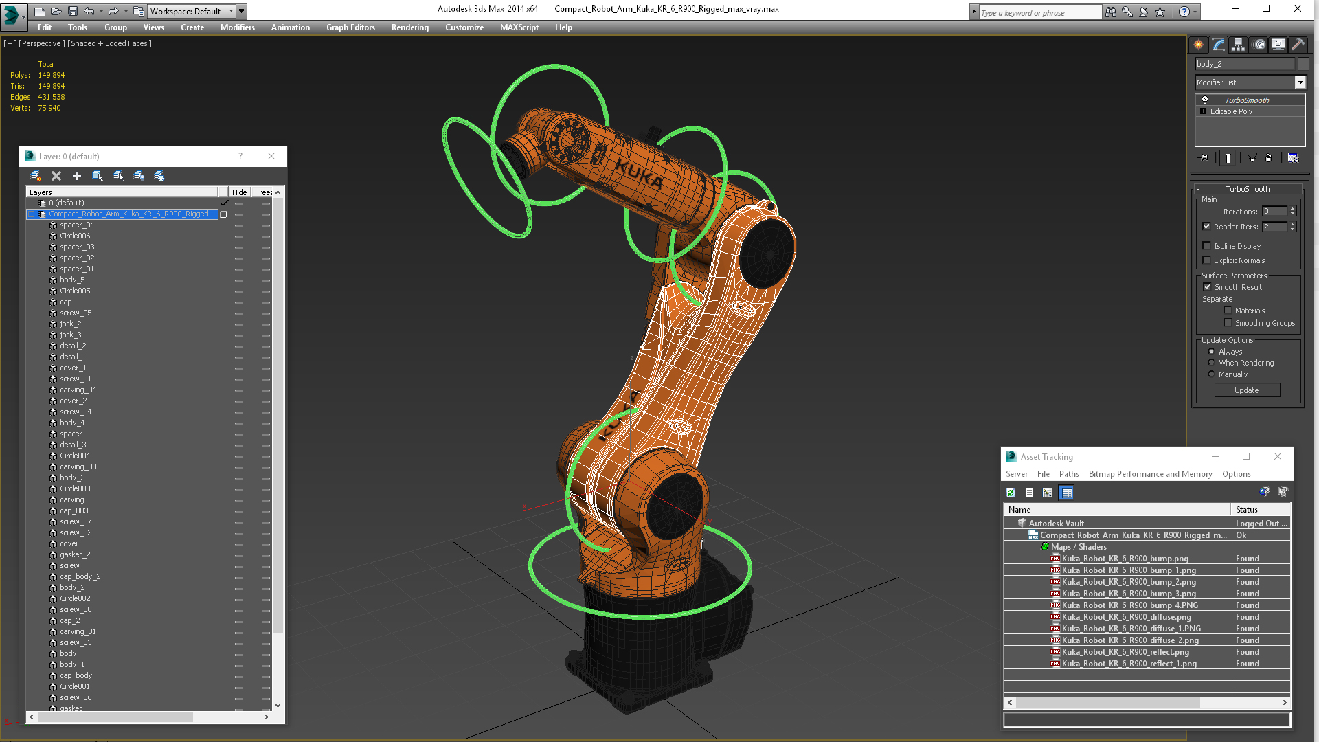 3D Compact Robot Arm Kuka KR 6 R900 Rigged for Cinema 4D model