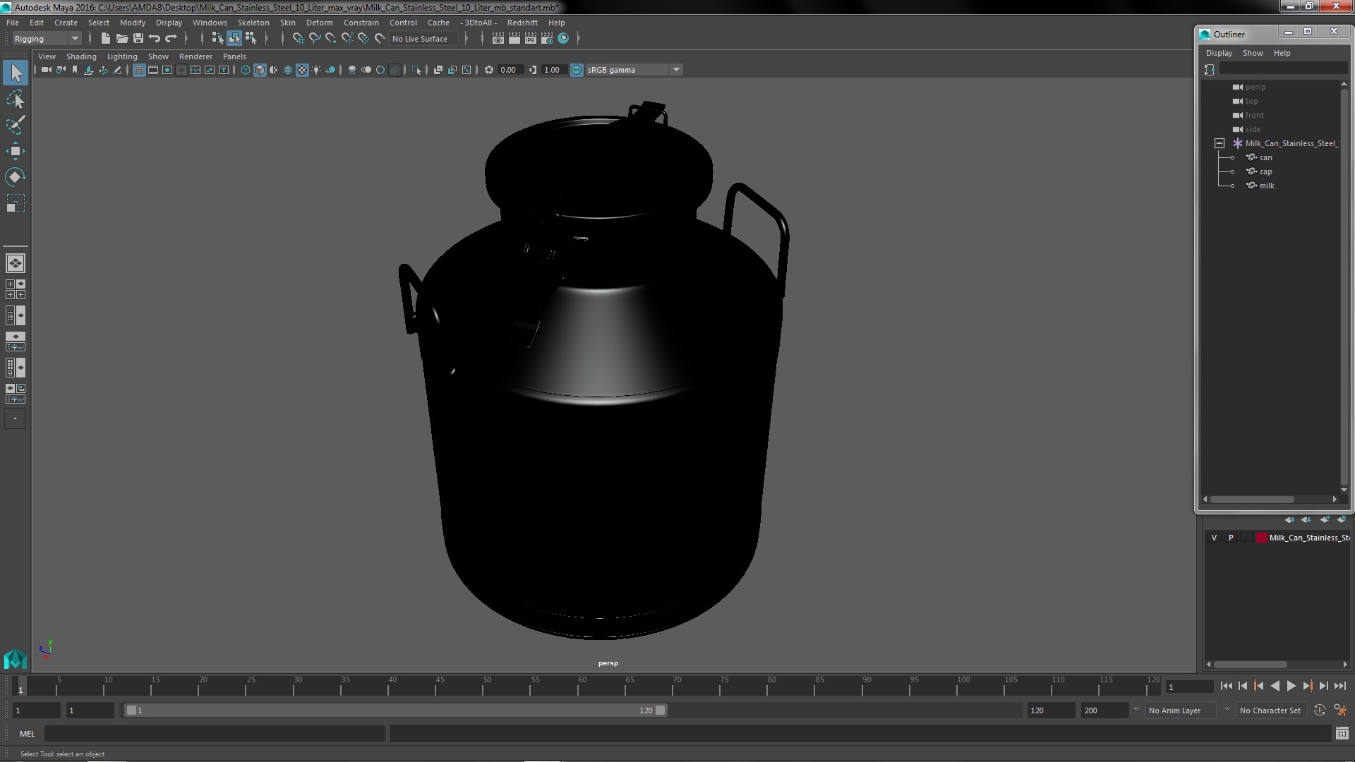3D Milk Can Stainless Steel 10 Liter model