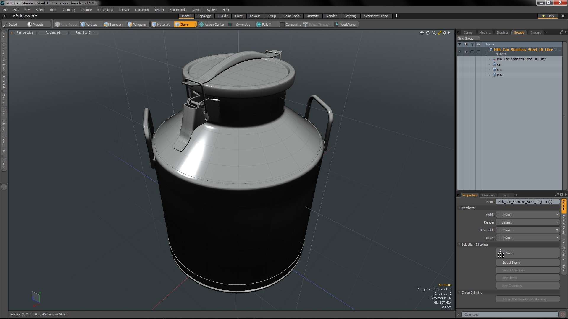 3D Milk Can Stainless Steel 10 Liter model