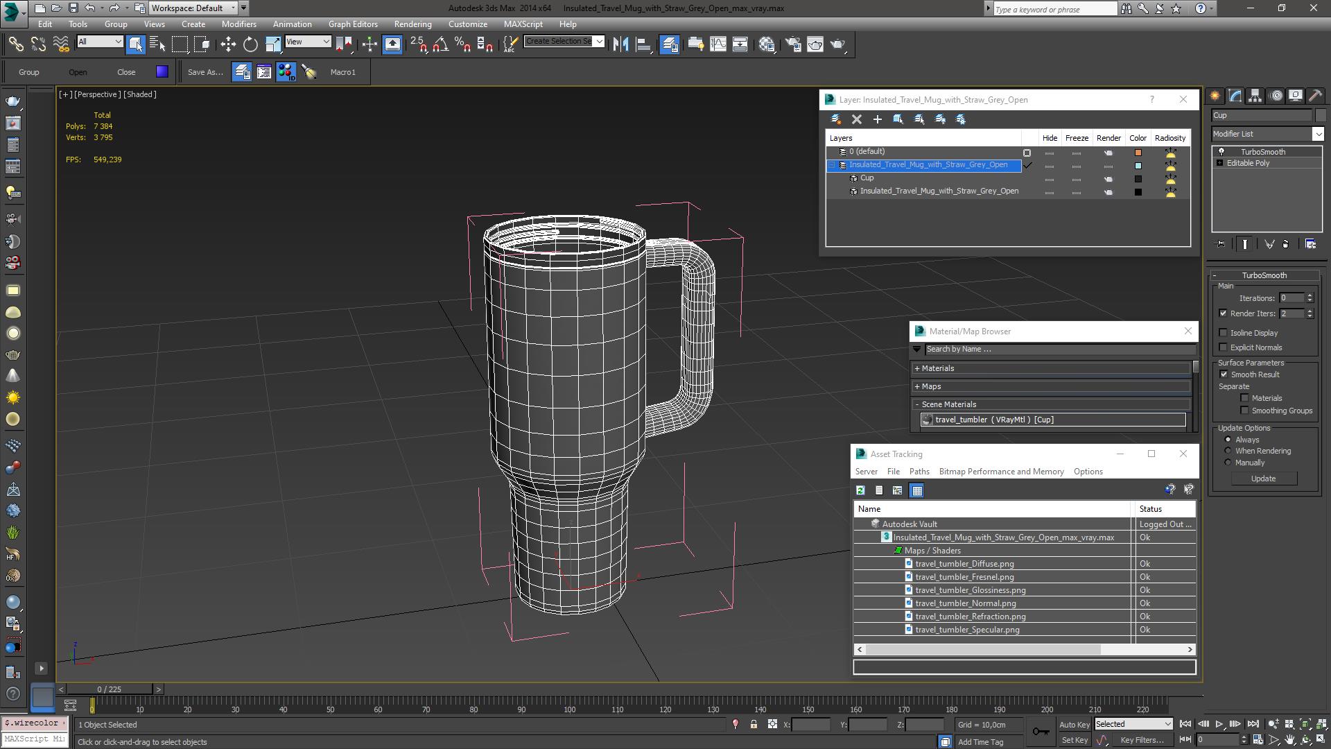 3D Insulated Travel Mug with Straw Grey Open