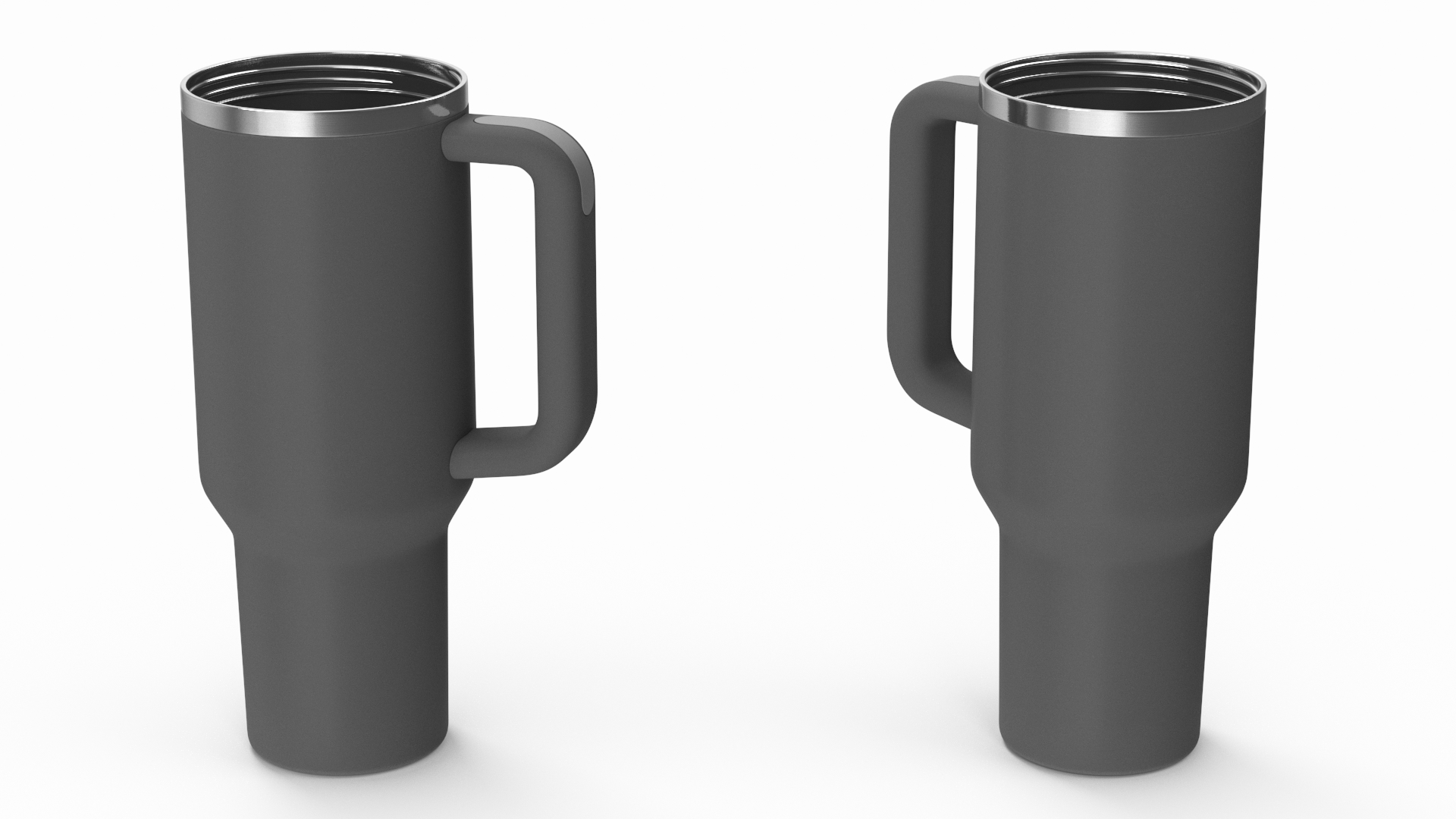 3D Insulated Travel Mug with Straw Grey Open