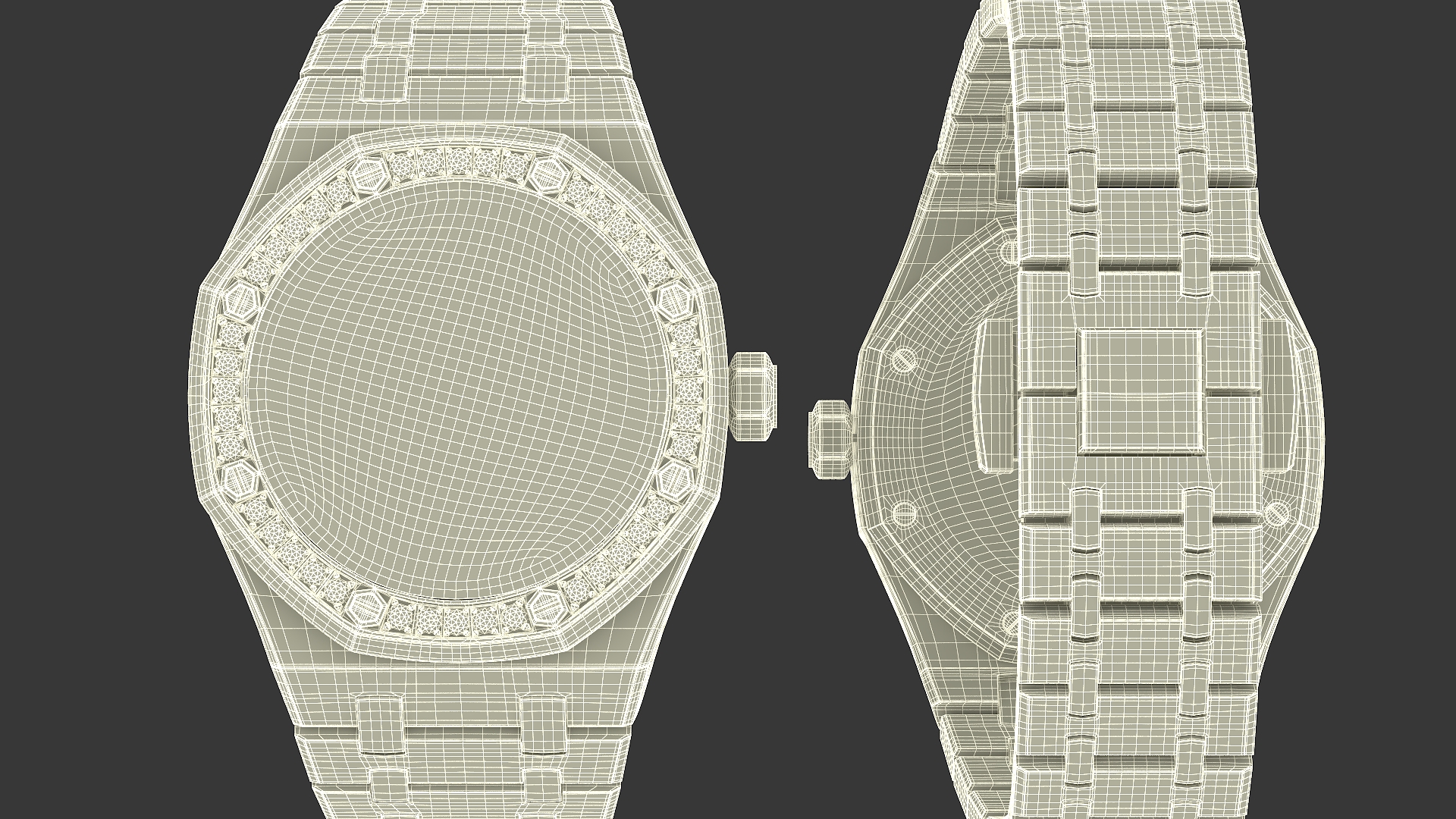 3D model Audemars Piguet Royal Oak Silver-Toned Diamond-Set Pink Gold