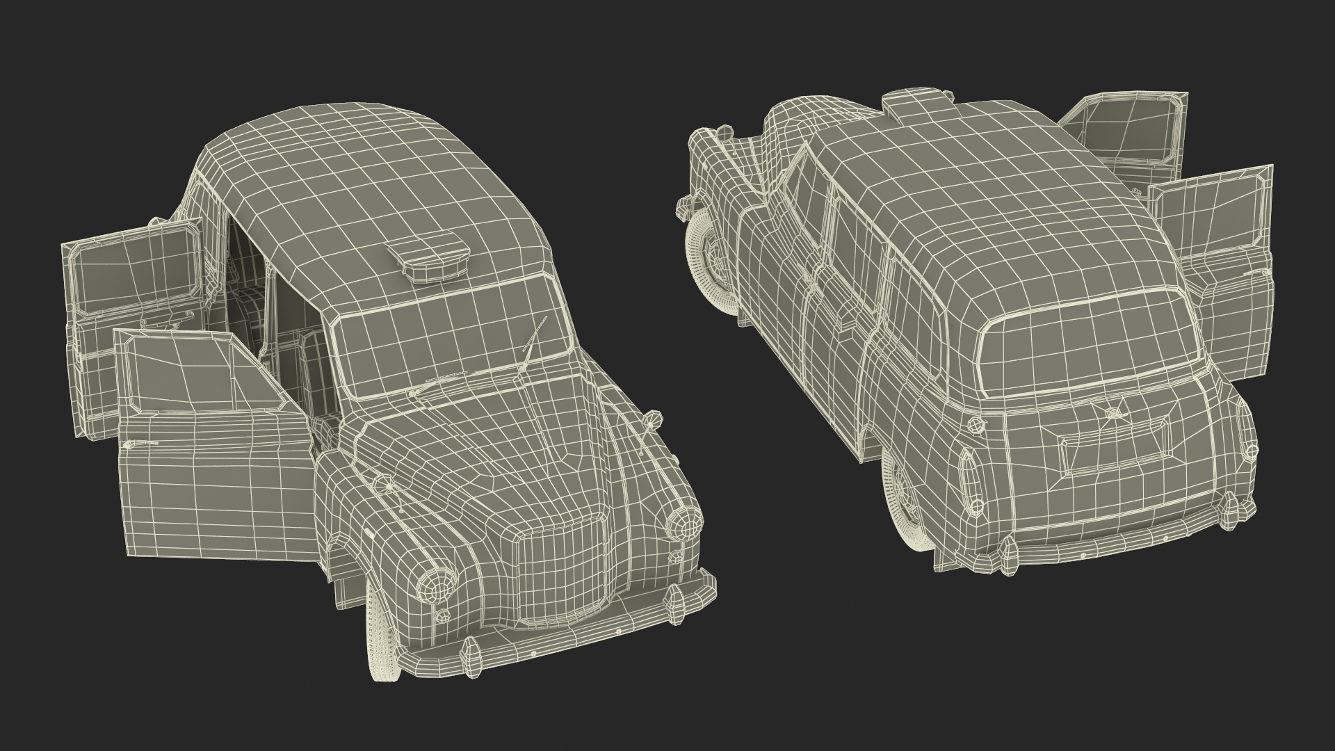 Vintage London Taxi Cab FX4 Rigged 3D model