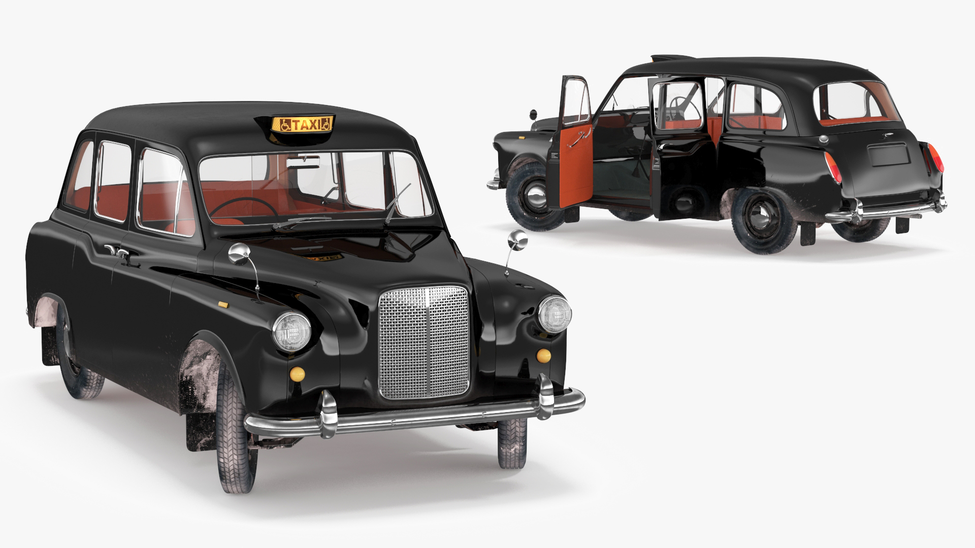 Vintage London Taxi Cab FX4 Rigged 3D model