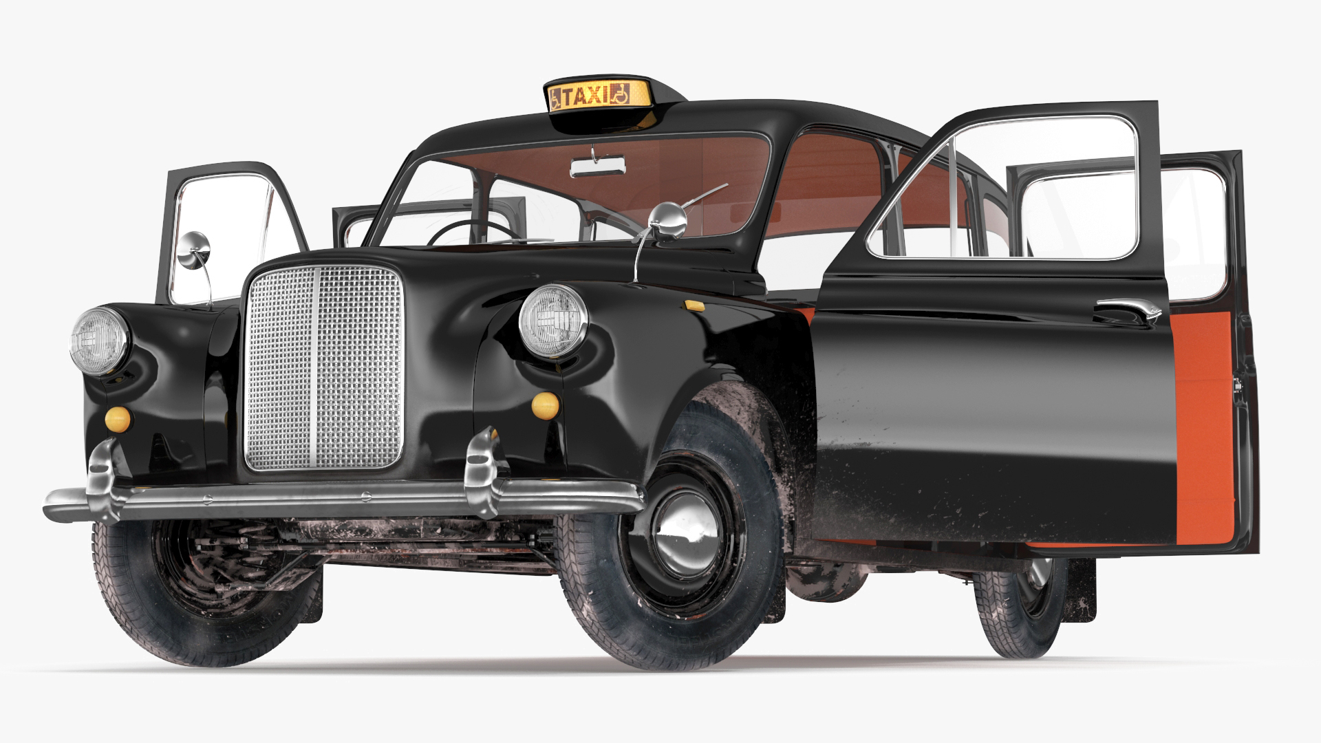 Vintage London Taxi Cab FX4 Rigged 3D model