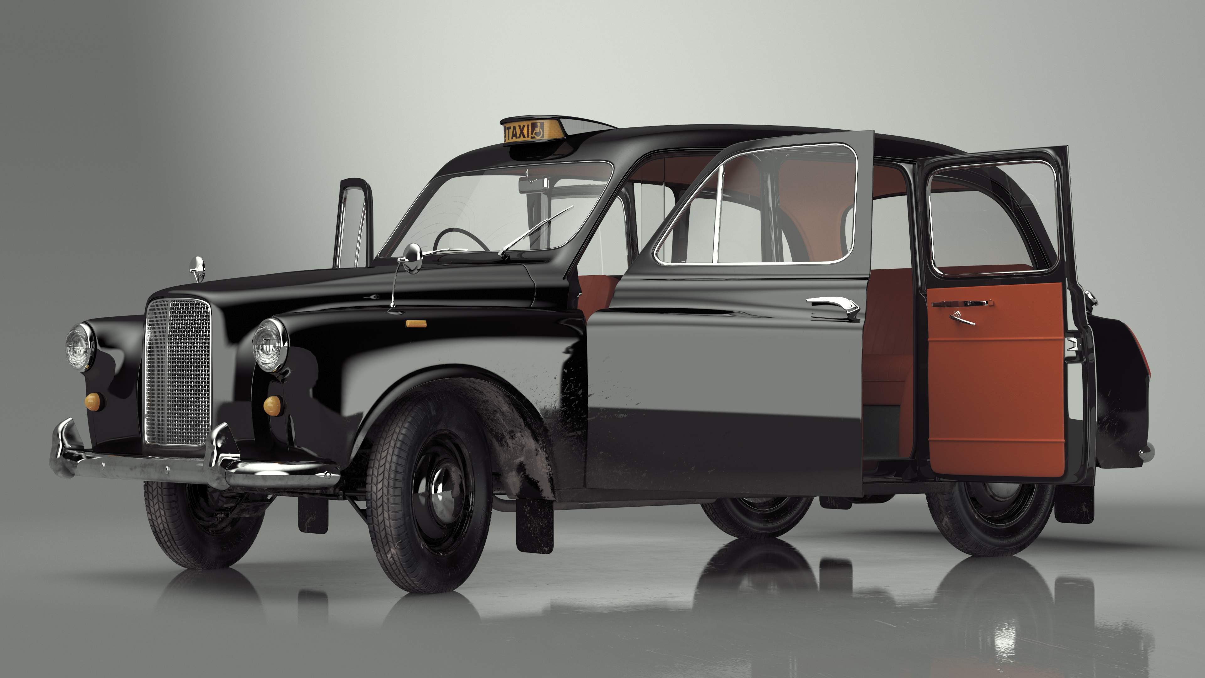 Vintage London Taxi Cab FX4 Rigged 3D model