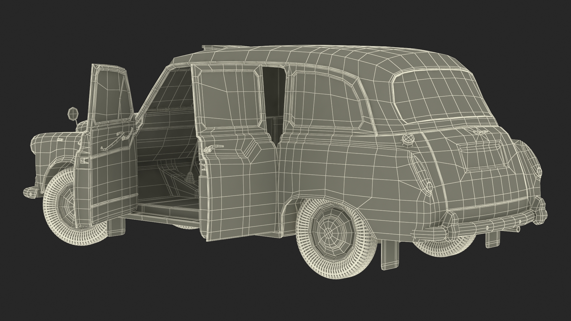 Vintage London Taxi Cab FX4 Rigged 3D model