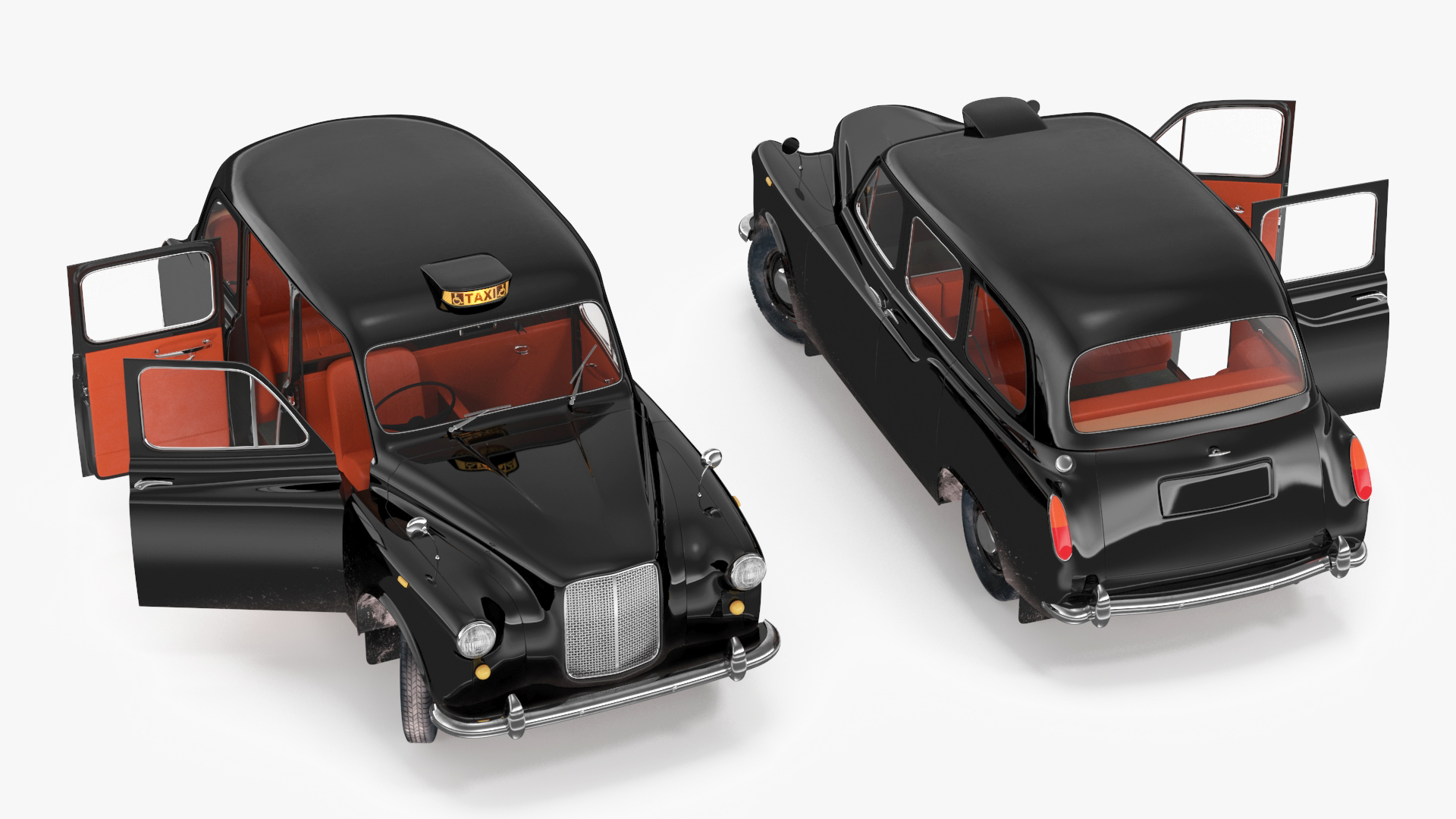 Vintage London Taxi Cab FX4 Rigged 3D model