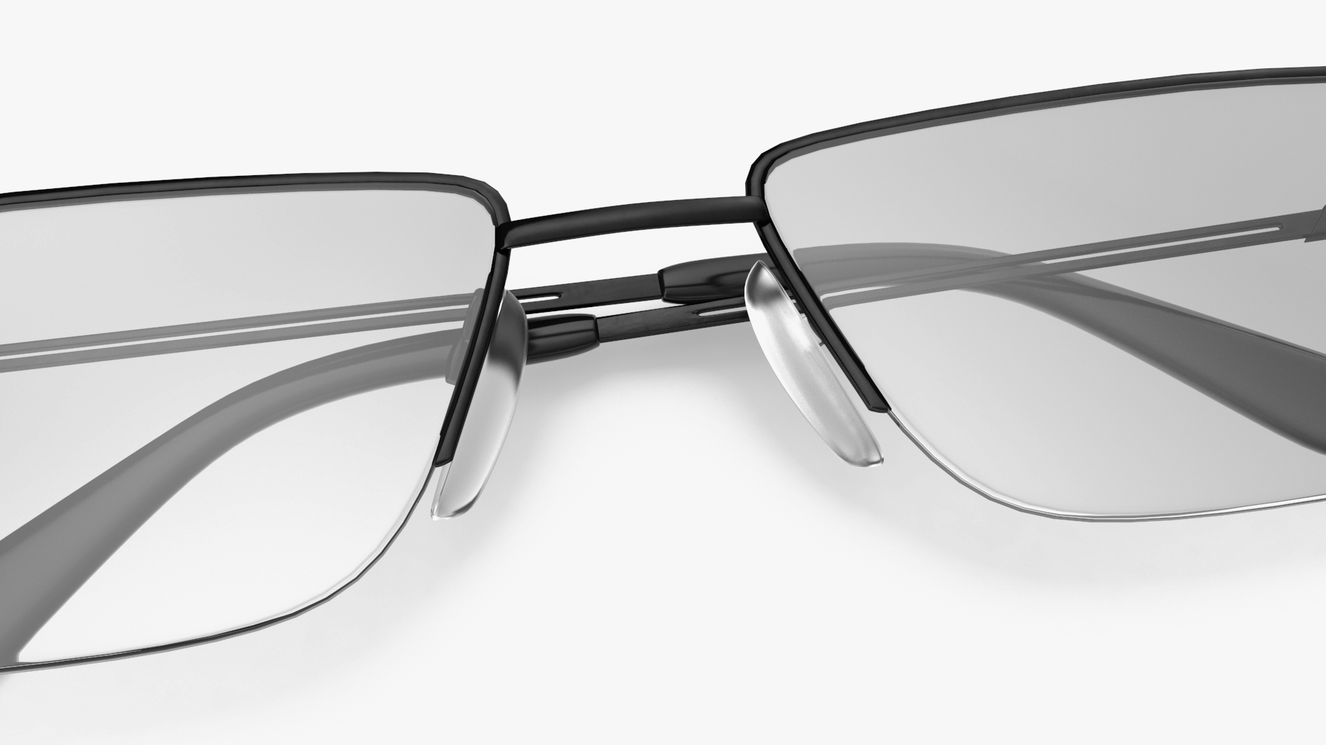 3D Rectangular Glasses Black Frame Folded model