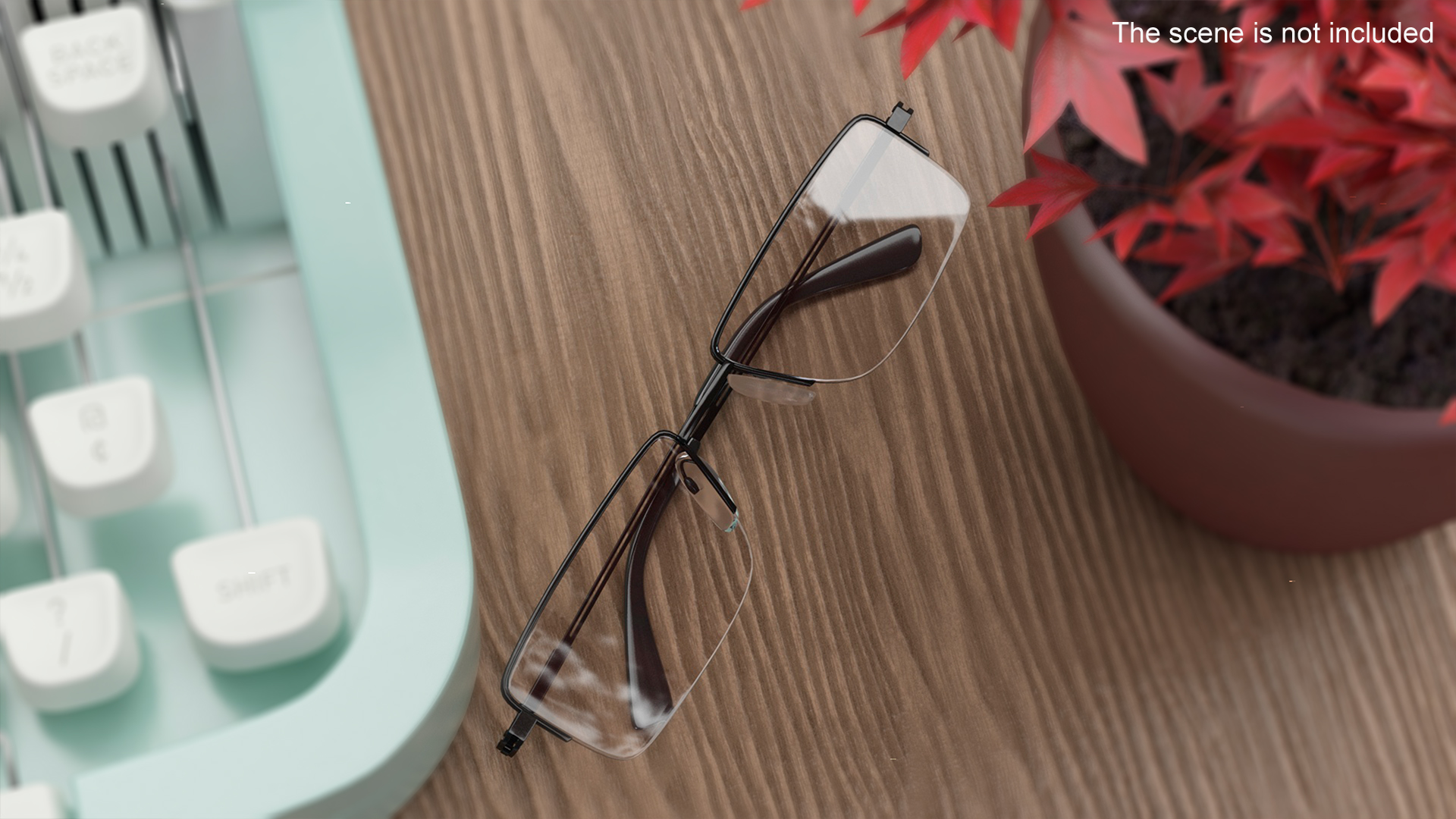 3D Rectangular Glasses Black Frame Folded model