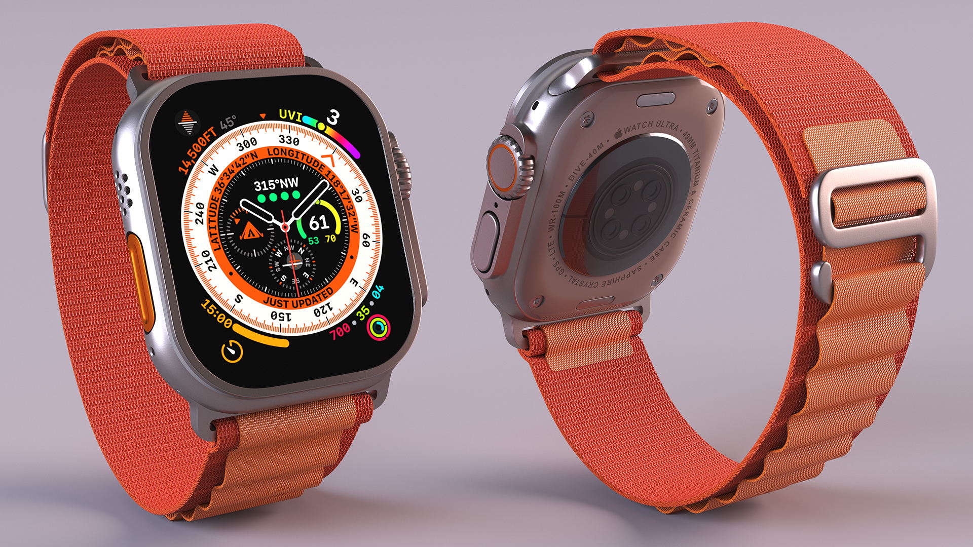 3D Apple Watch Ultra Alpine Loop Orange