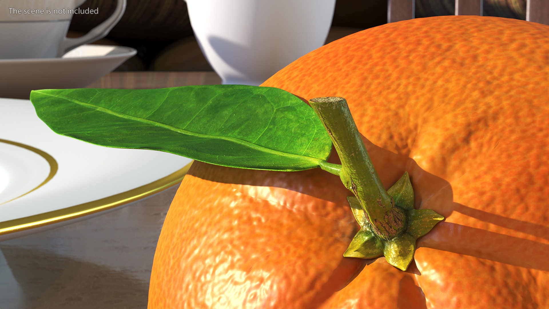 3D Mandarin with Leaf model