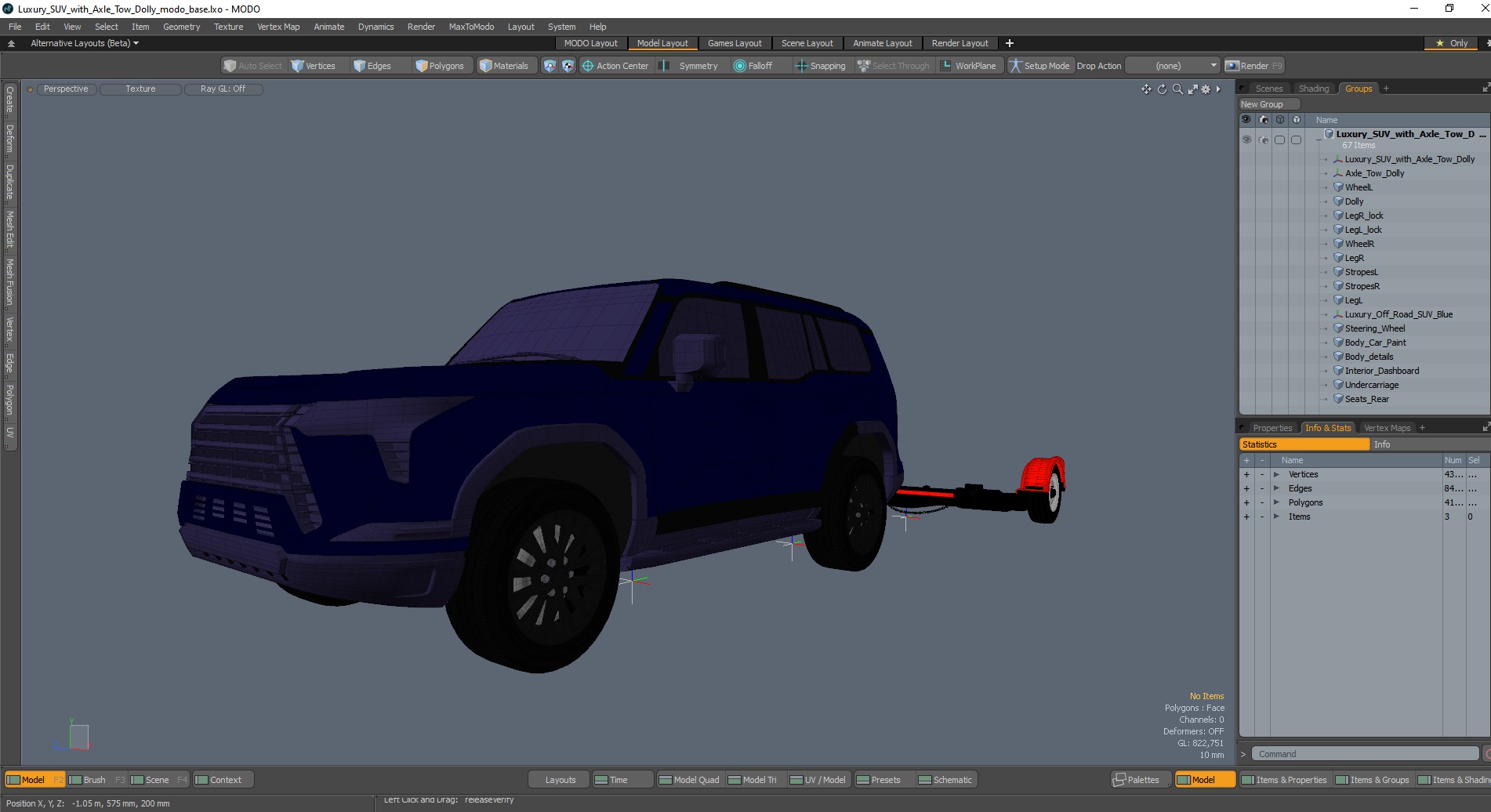3D model Luxury SUV with Axle Tow Dolly
