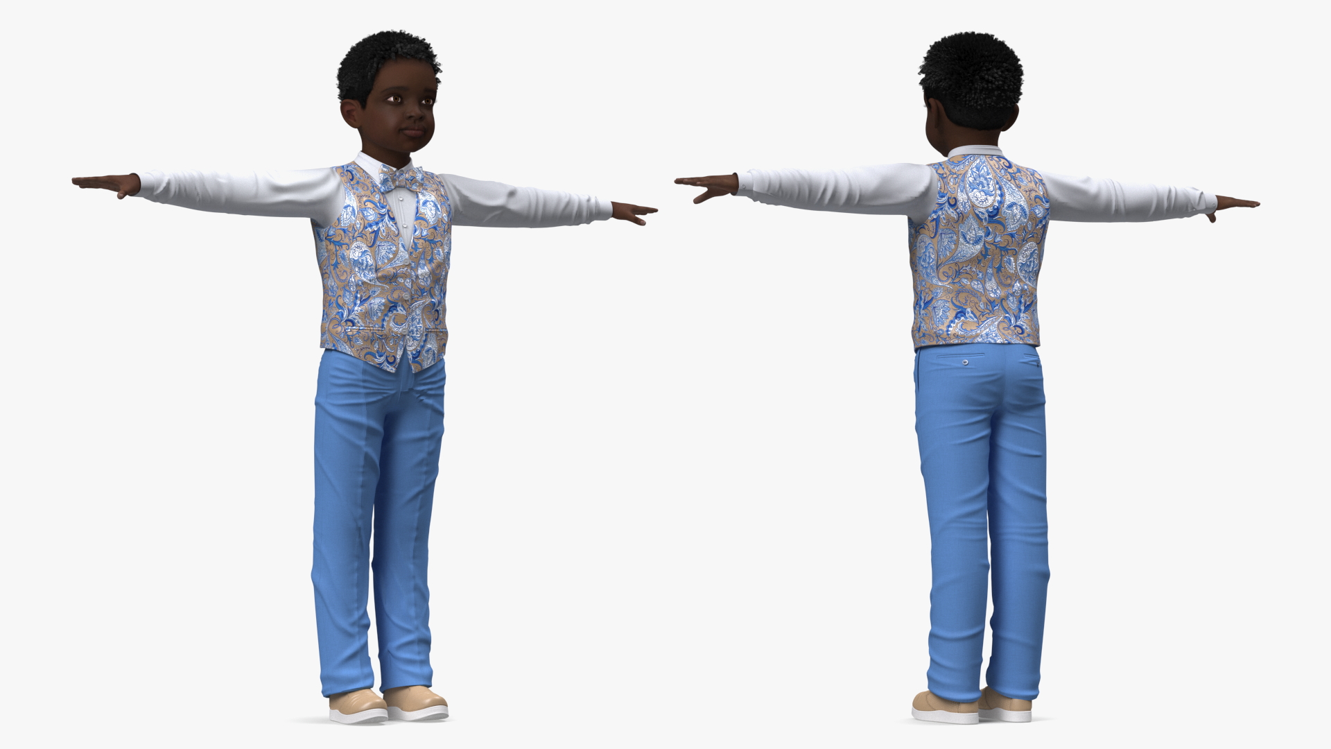 3D Black Child Boy Party Style Rigged for Maya model
