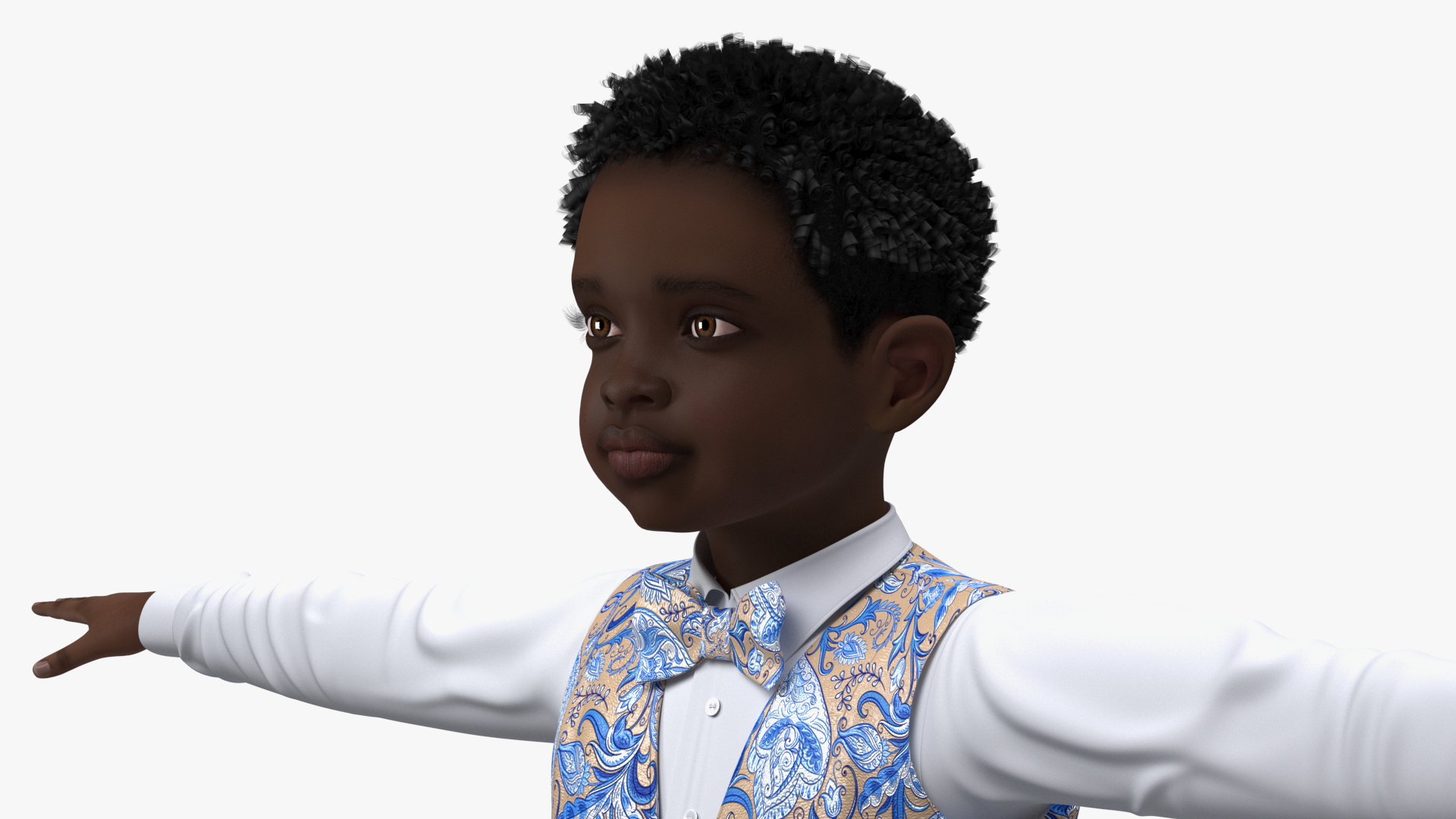 3D Black Child Boy Party Style Rigged for Maya model