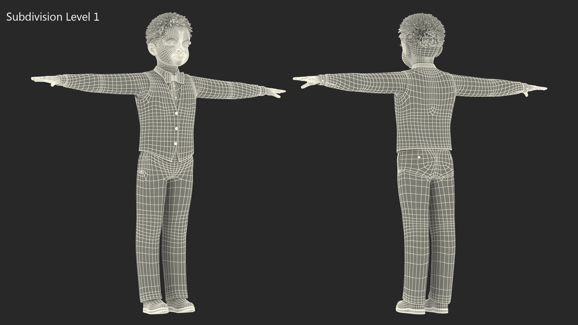 3D Black Child Boy Party Style Rigged for Maya model