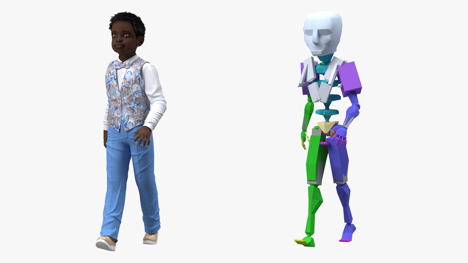 3D Black Child Boy Party Style Rigged for Maya model