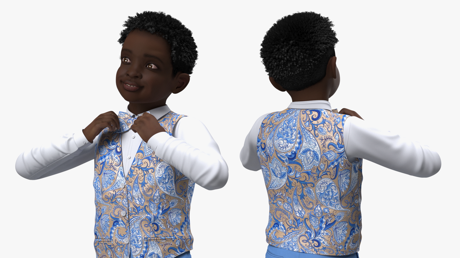 3D Black Child Boy Party Style Rigged for Maya model