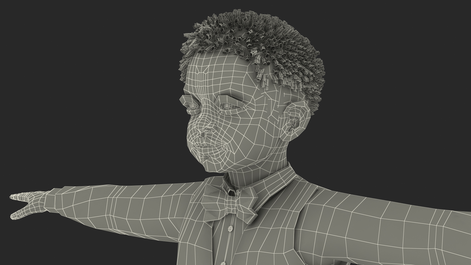 3D Black Child Boy Party Style Rigged for Maya model