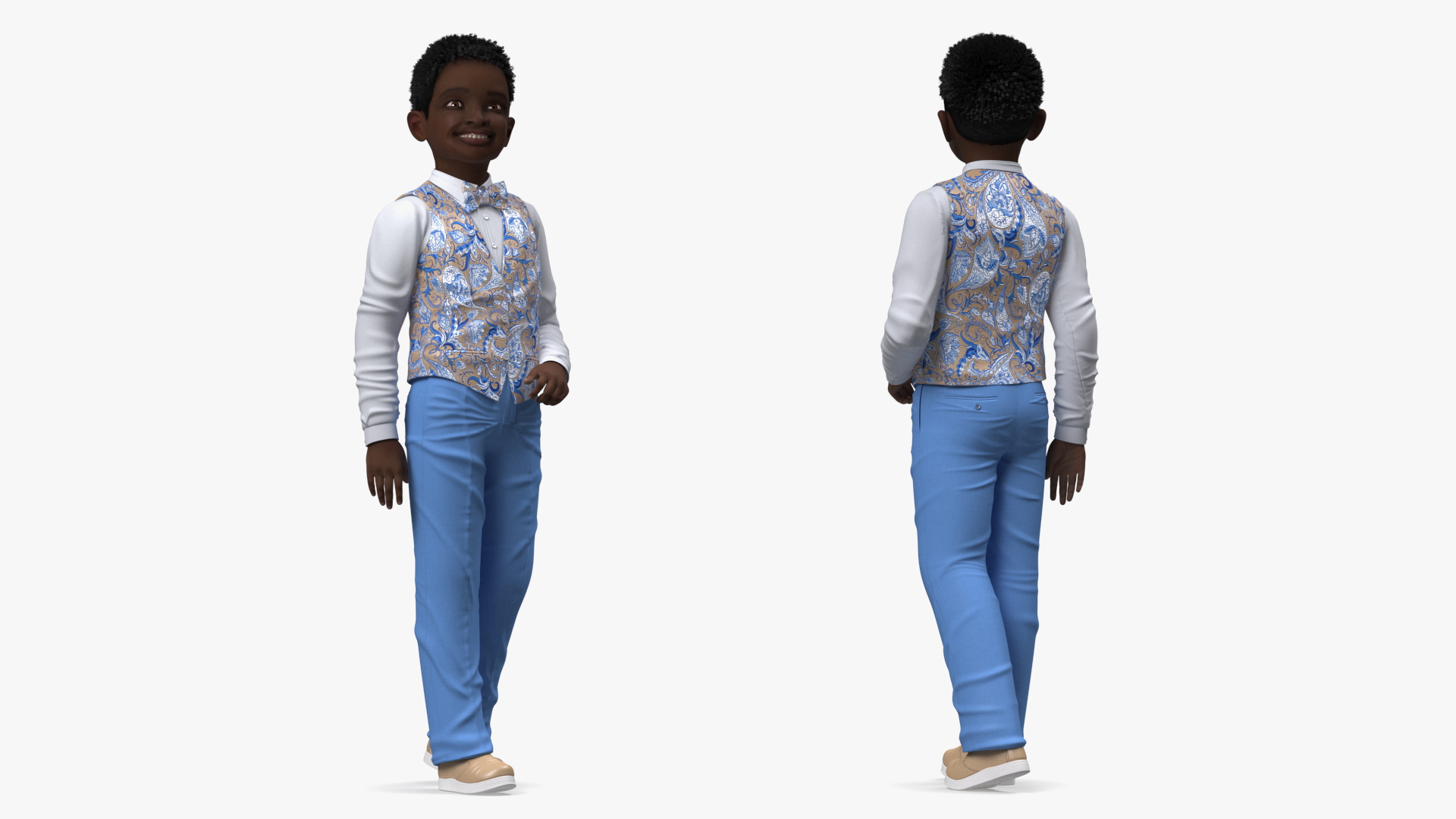 3D Black Child Boy Party Style Rigged for Maya model