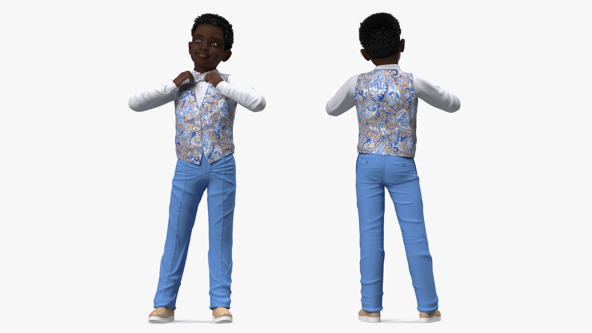 3D Black Child Boy Party Style Rigged for Maya model