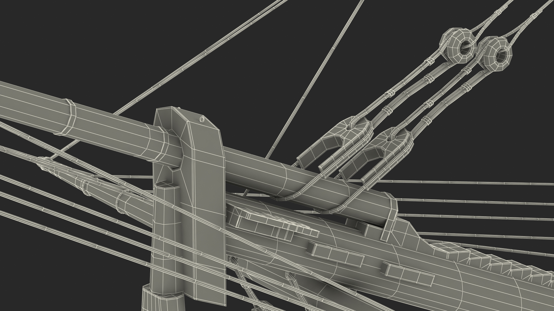 Three Masted Heavy Frigate Retracted Sails 3D