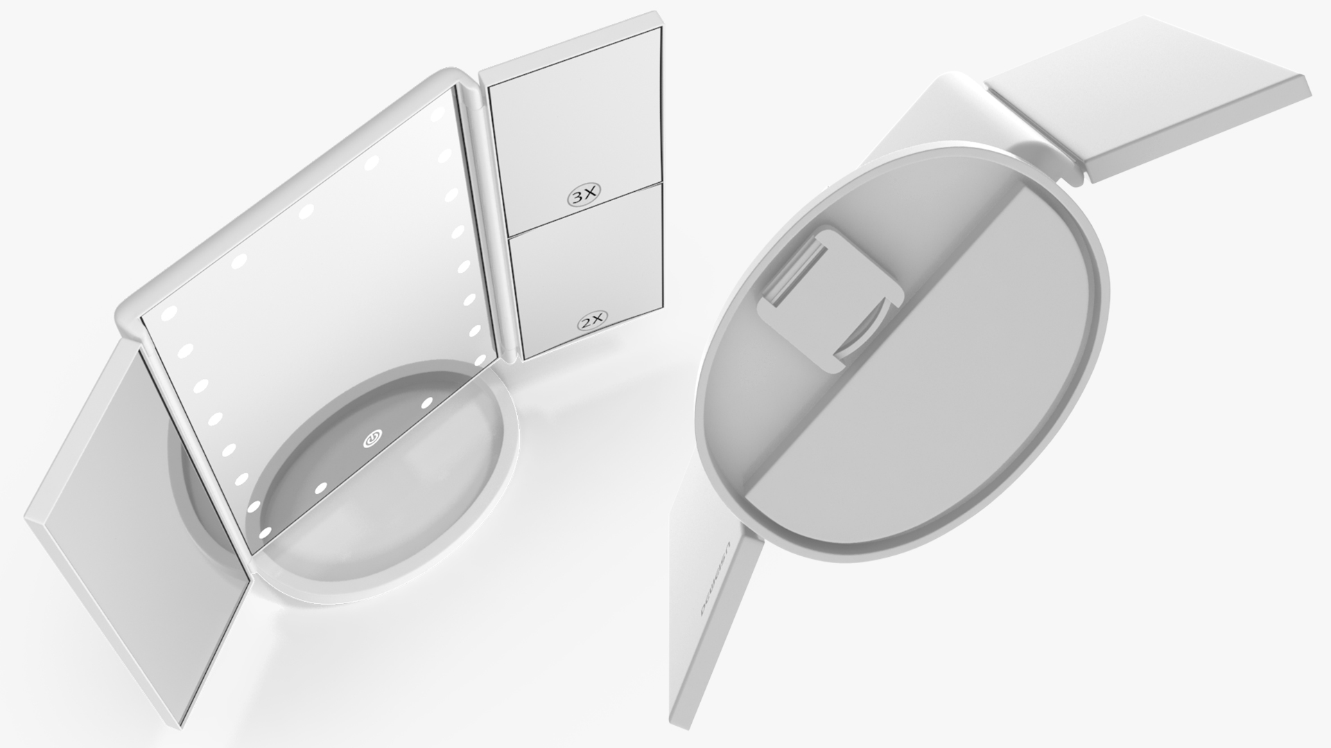 3D model Lighted Makeup Mirror Tri-Fold