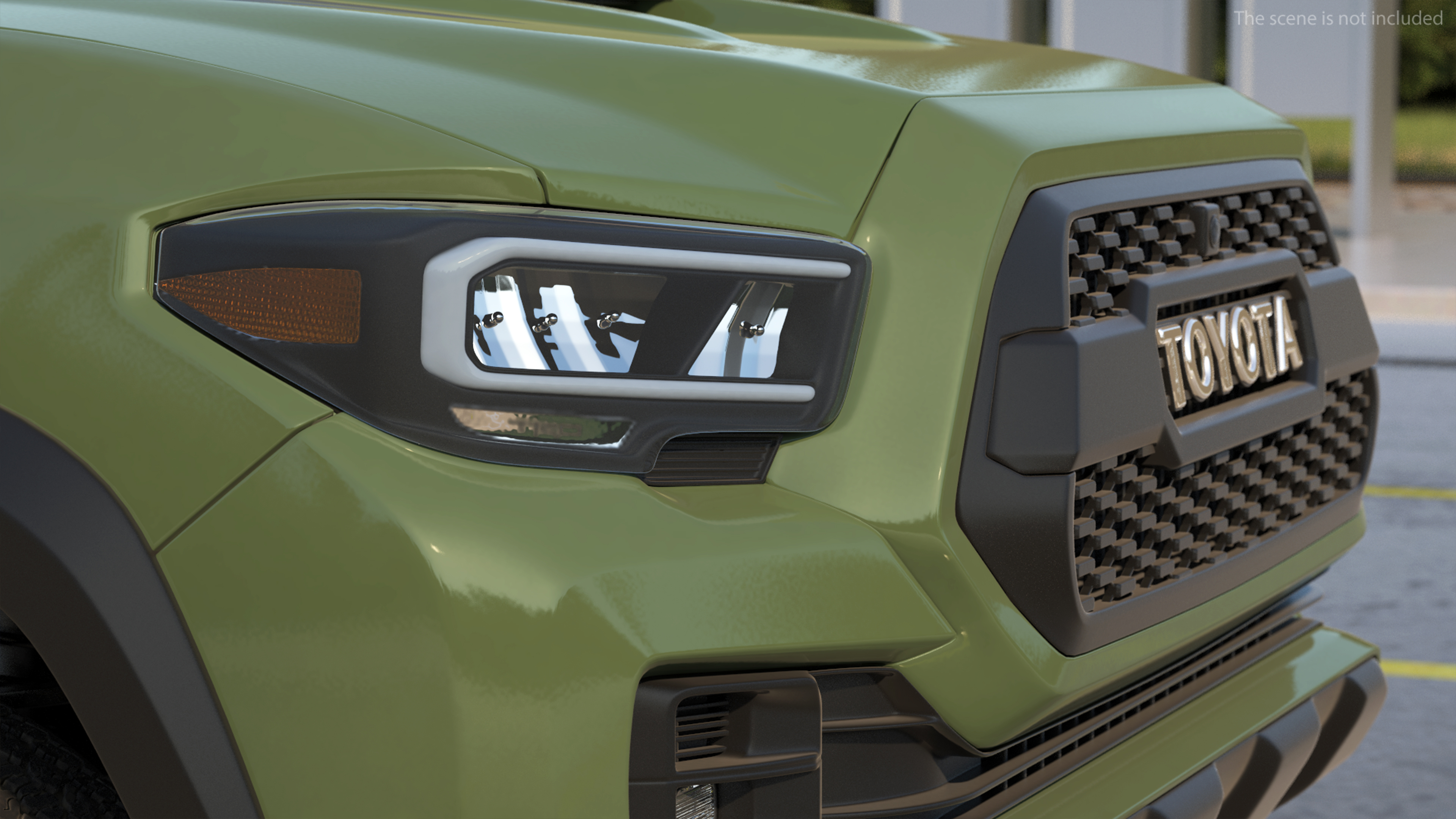 3D Toyota Tacoma TRD Pro Army Green 2021 Simple Interior model