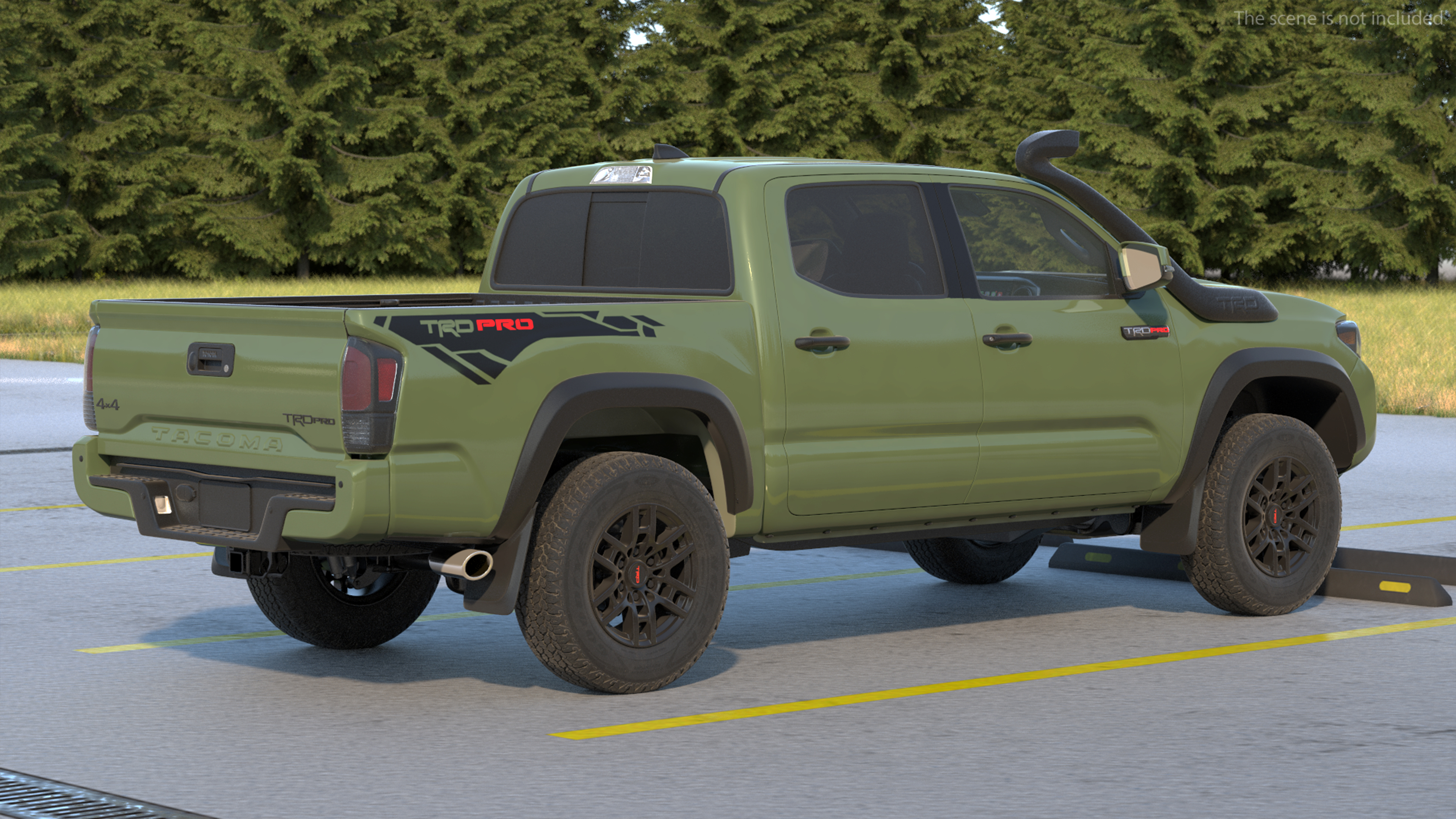 3D Toyota Tacoma TRD Pro Army Green 2021 Simple Interior model