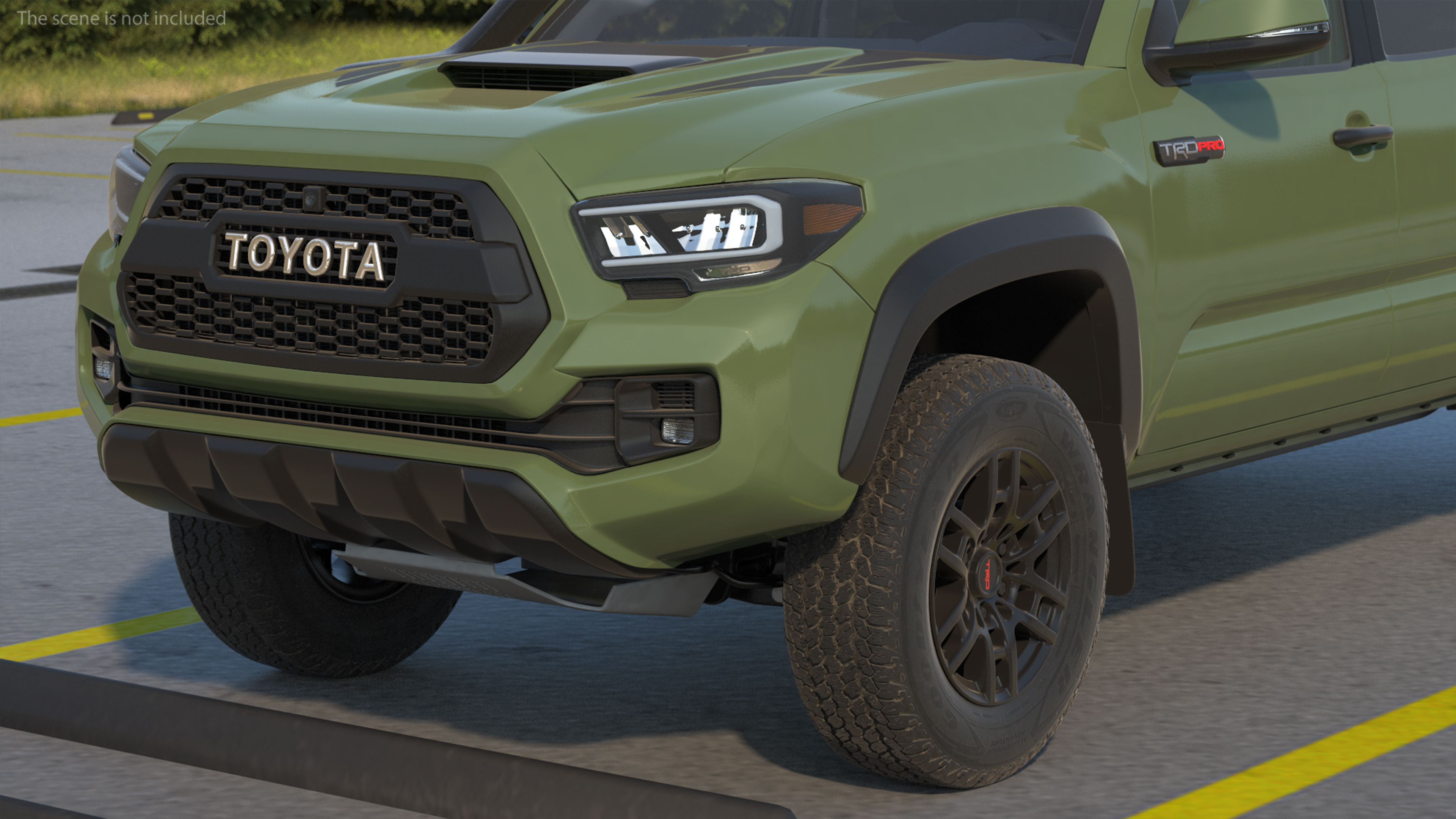 3D Toyota Tacoma TRD Pro Army Green 2021 Simple Interior model