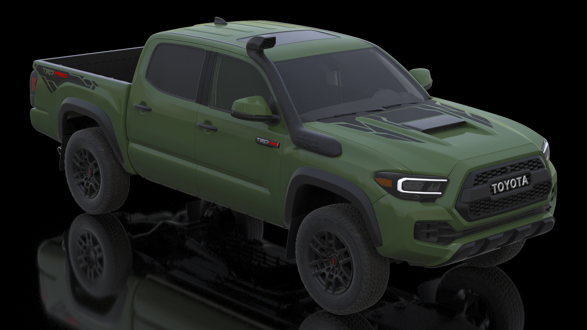 3D Toyota Tacoma TRD Pro Army Green 2021 Simple Interior model