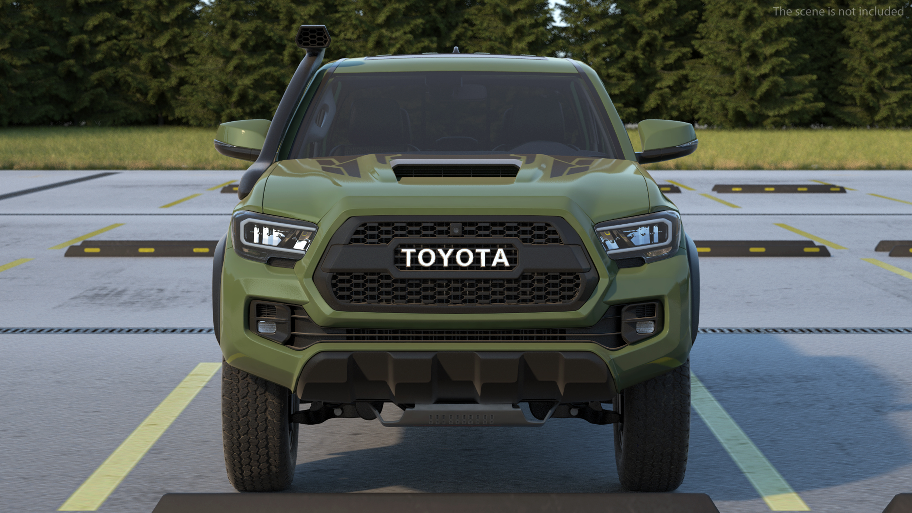 3D Toyota Tacoma TRD Pro Army Green 2021 Simple Interior model