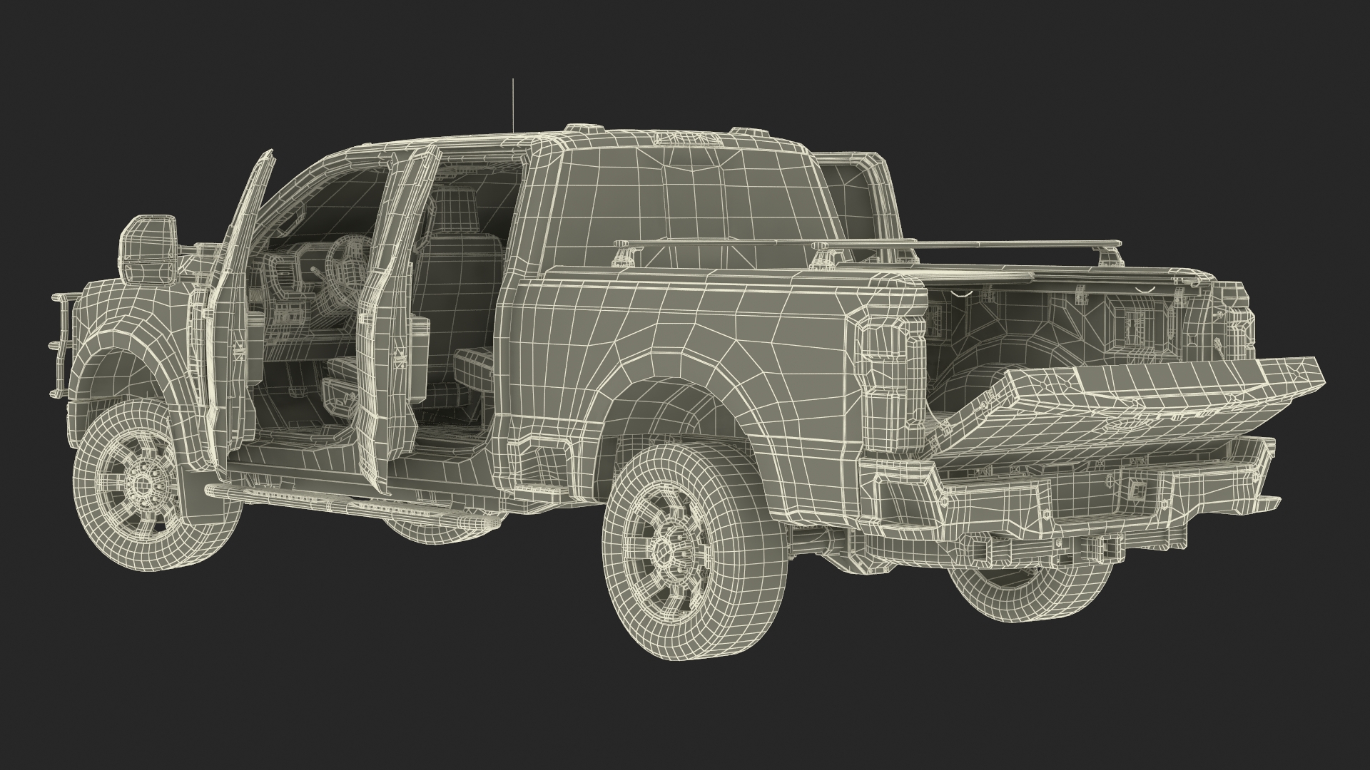 3D Ford Super Duty F 550 Lariat 2023 with Accessories Rigged for Cinema 4D