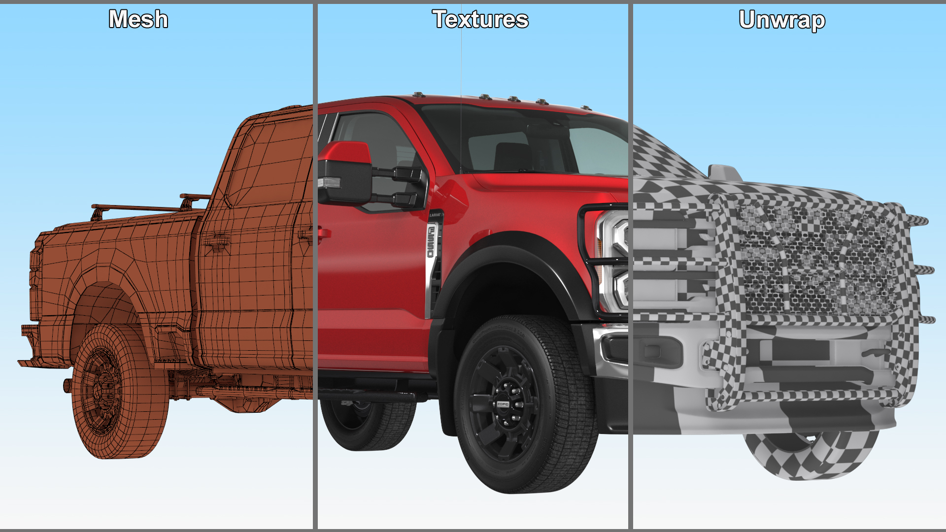 3D Ford Super Duty F 550 Lariat 2023 with Accessories Rigged for Cinema 4D