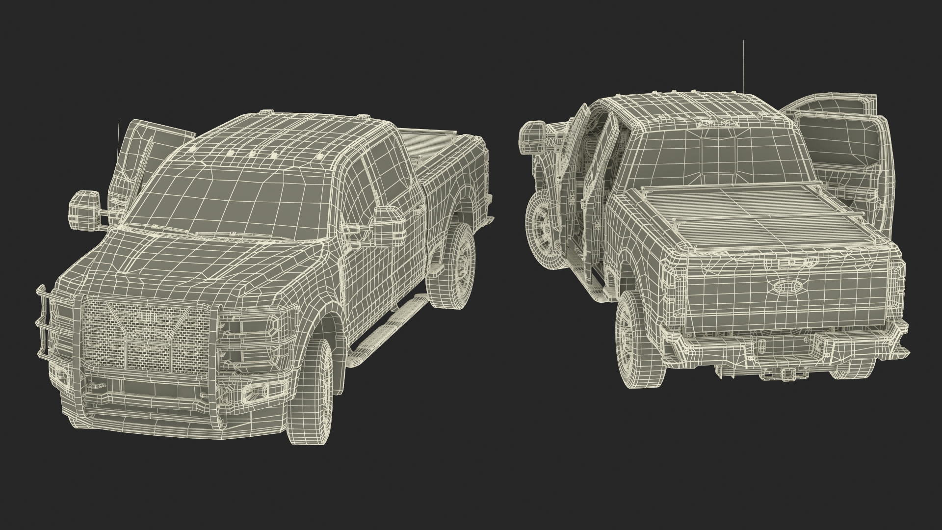 3D Ford Super Duty F 550 Lariat 2023 with Accessories Rigged for Cinema 4D
